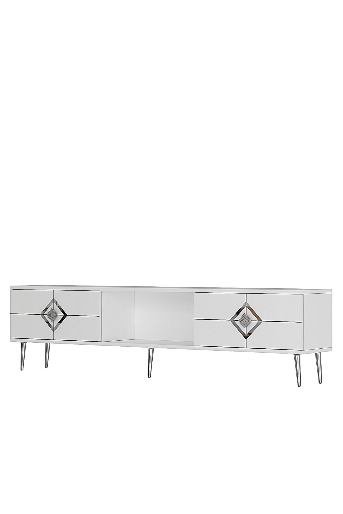 Cantek Dizayn Robberct Tv Sehpası Beyaz-Gümüş