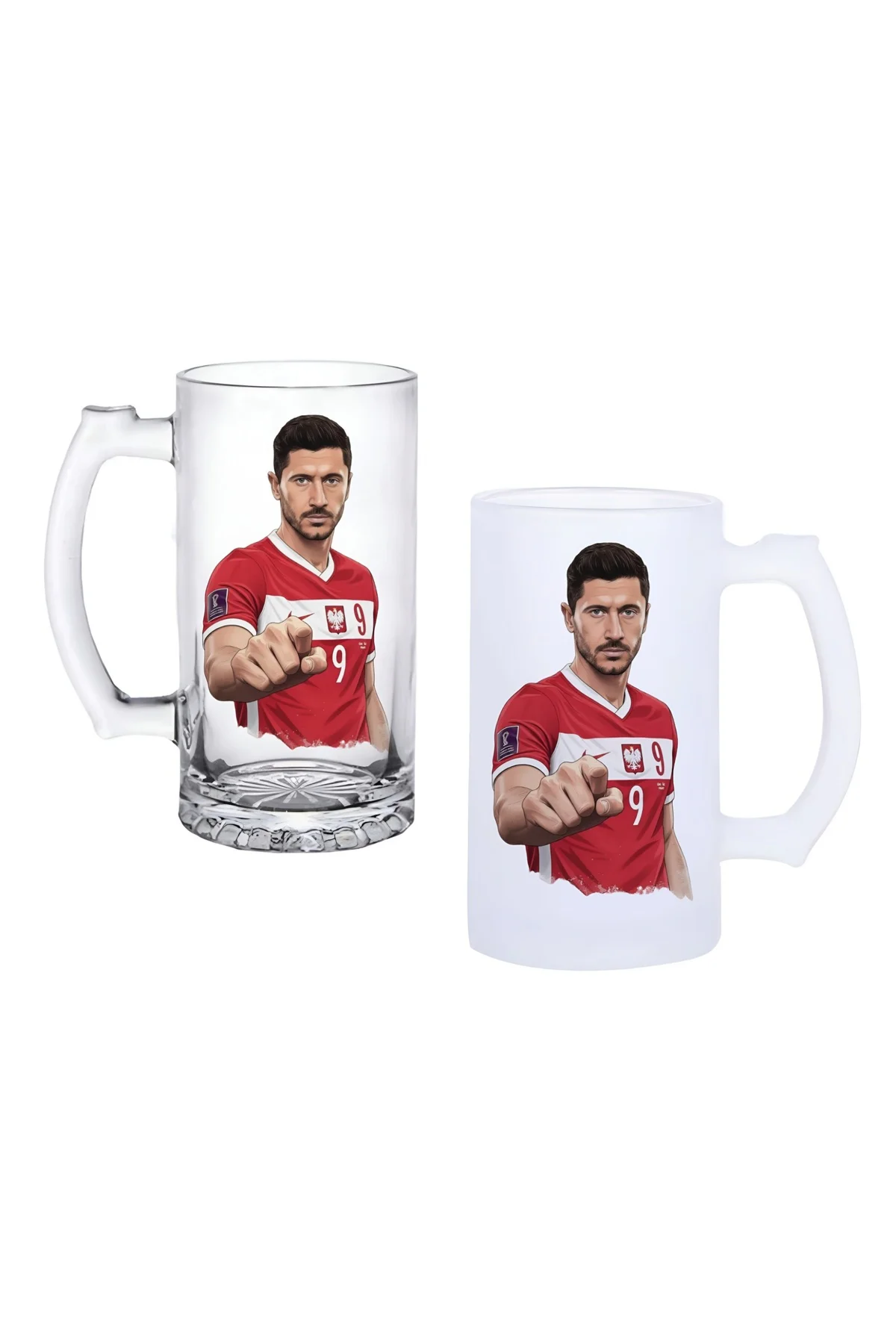 Robert Lewandowski Kulplu Bira Bardağı Buzlu veya Şeffaf Seçenekl