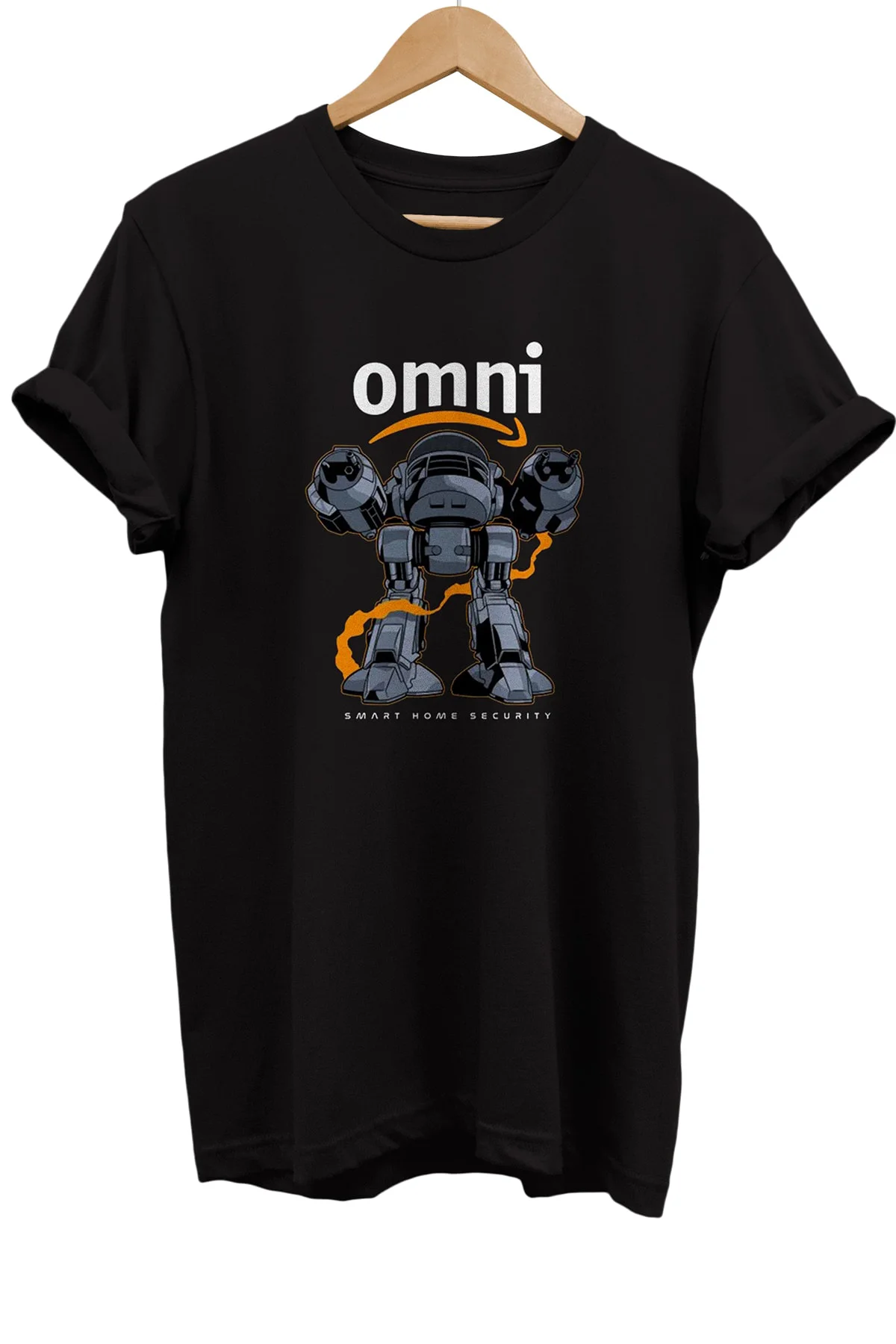Robocop Ed-209 Ev Güvenliği Baskılı %100 Pamuk Oversize T-shirt