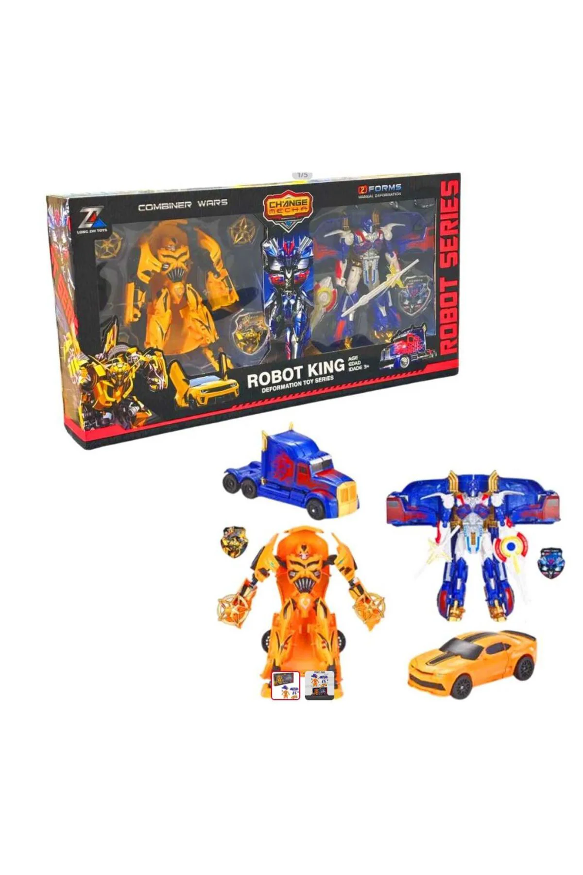 Robot King Dönüşen Robot Araba İkili 3+