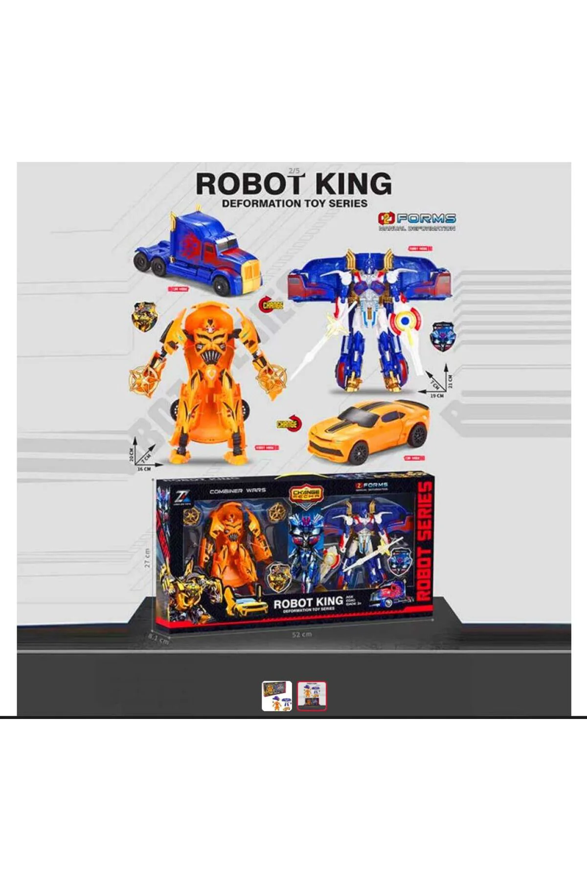 Robot King Dönüşen Robot Araba İkili 3+