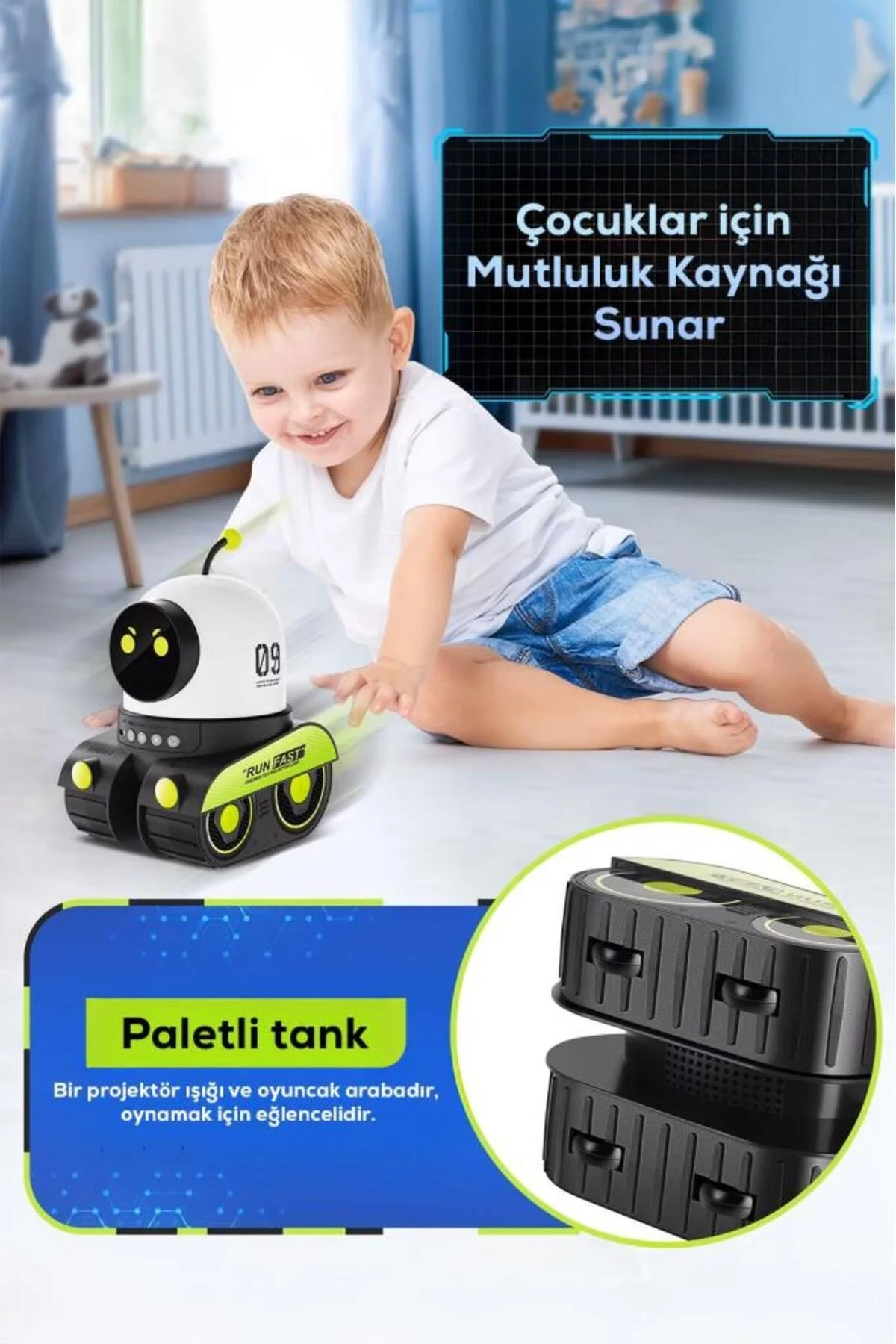 Robot şekilli siyah plastik şarjlı müzikli projektör gece lambası 16 x 14 cm - 16 x 14 Boyut/Ebat Fiyatı, Yorumları ve Özellikleri