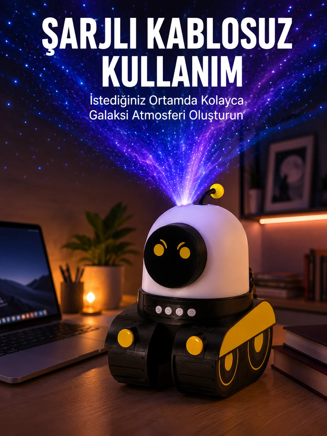 Robot Tasarımlı Bluetooth Hoparlörlü Yıldızlı Gökyüzü Projektör Yeni Nesil Robot Tasarımlı Bluetooth Hoparlörlü Yıldızlı Gökyüzü Projektör Yeni Nesil