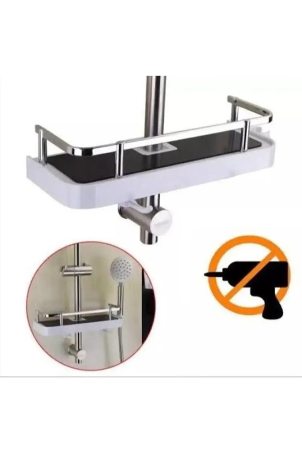 Robot Ve Sürgülü Duş Seti Sabunluk Şampuanlık Liflik Lüx Kromajlı