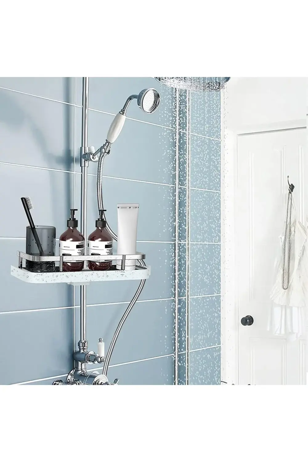 Robot Ve Sürgülü Duş Seti Sabunluk Şampuanlık Liflik Lüx Kromajlı