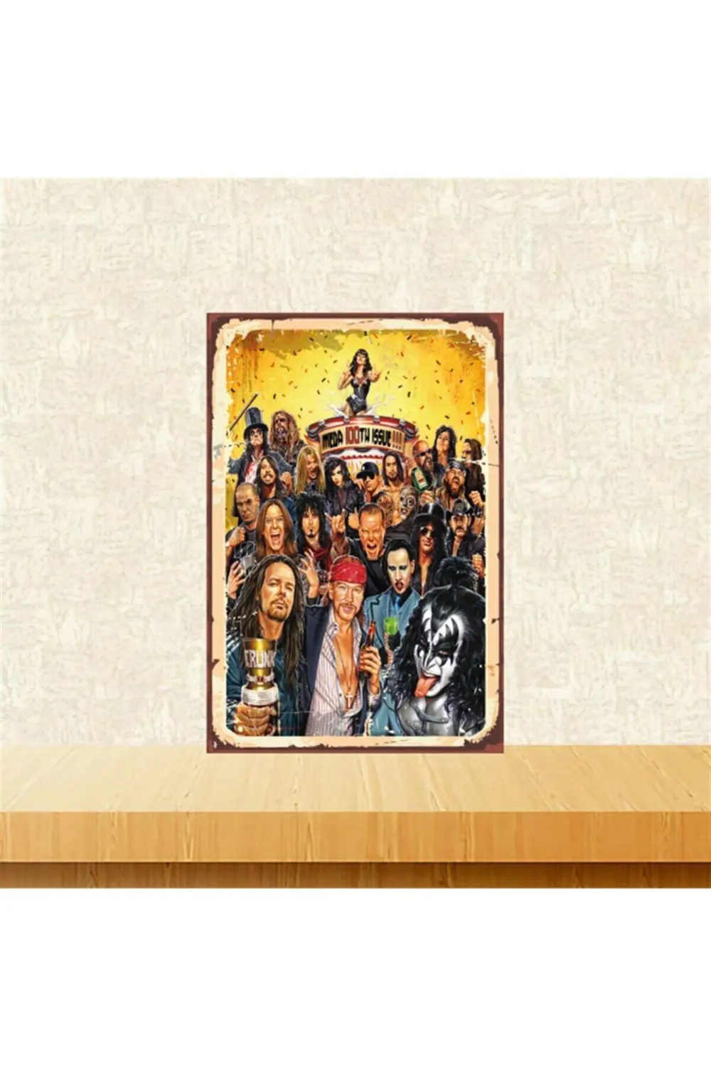 Rock Sanatçıları 20-30 Cm Retro Ahşap Tablo Tkfx4671