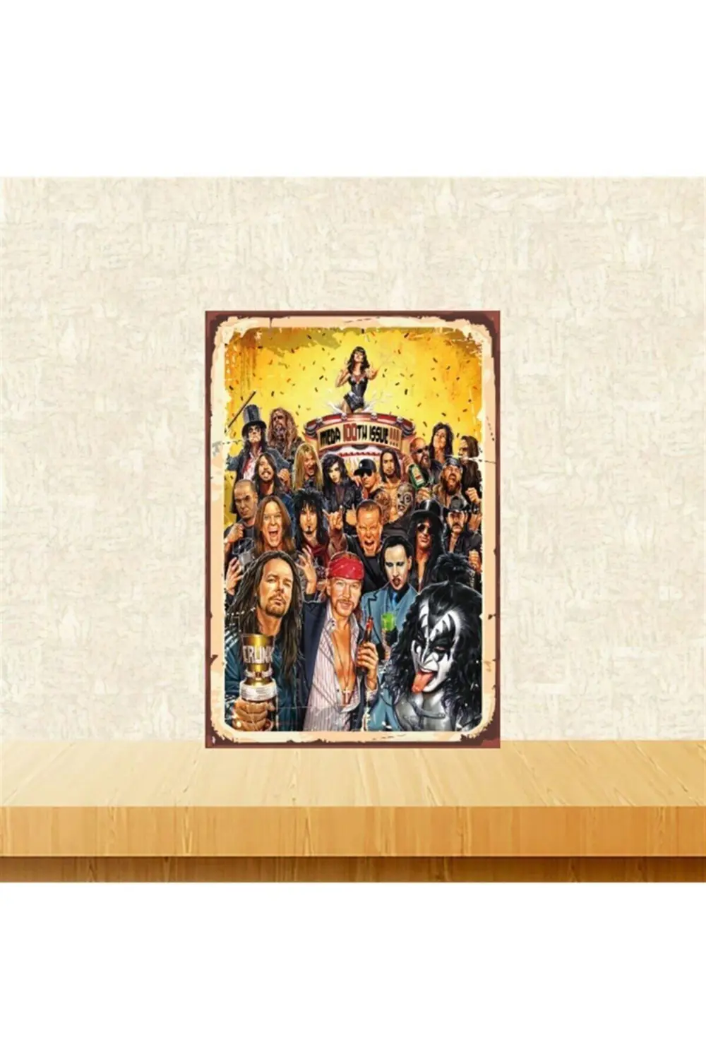 Rock Sanatçıları 20-30 Cm Retro Ahşap Tablo Tkfx4671