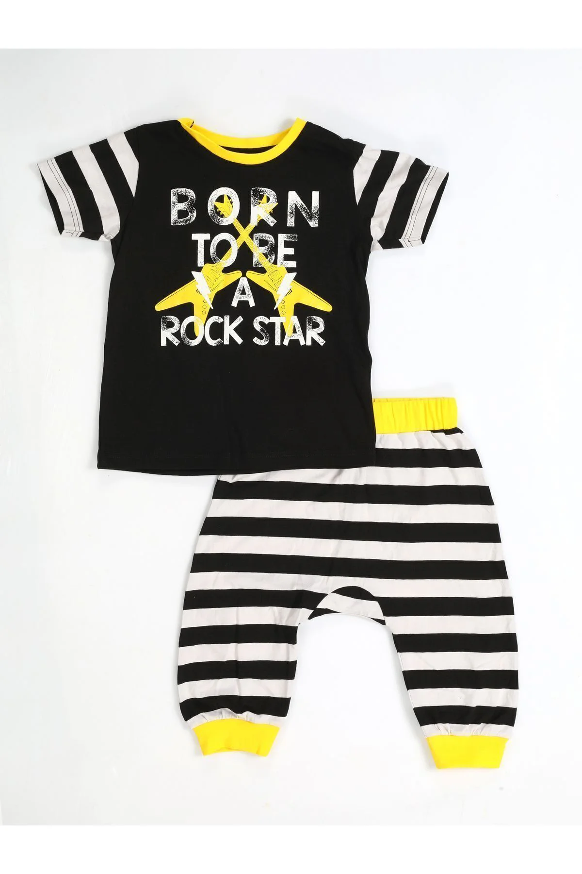 Rocker Çizgili Kapri + T-shirt Takım