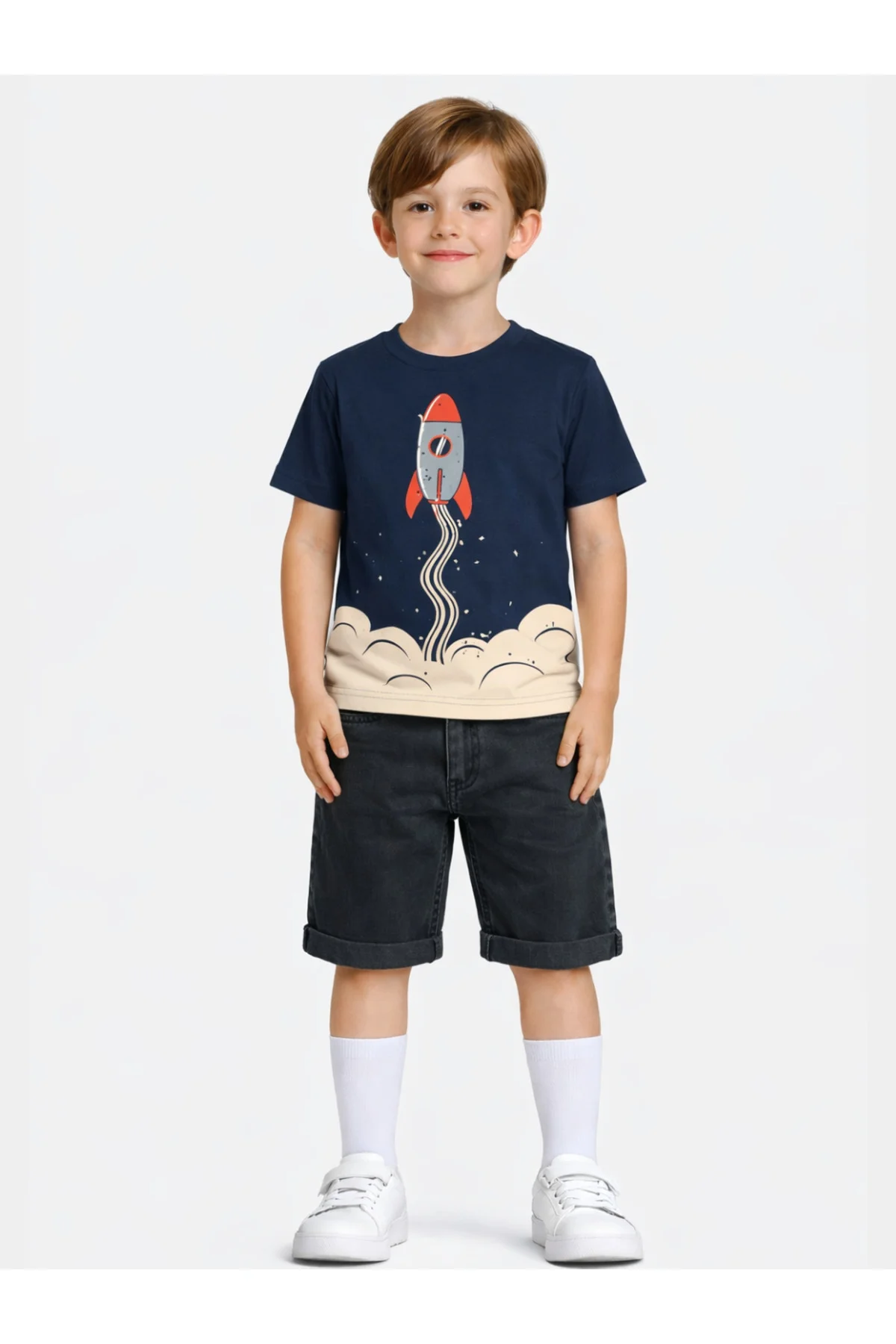 Rocket Denim Şort + T-Shirt Takım