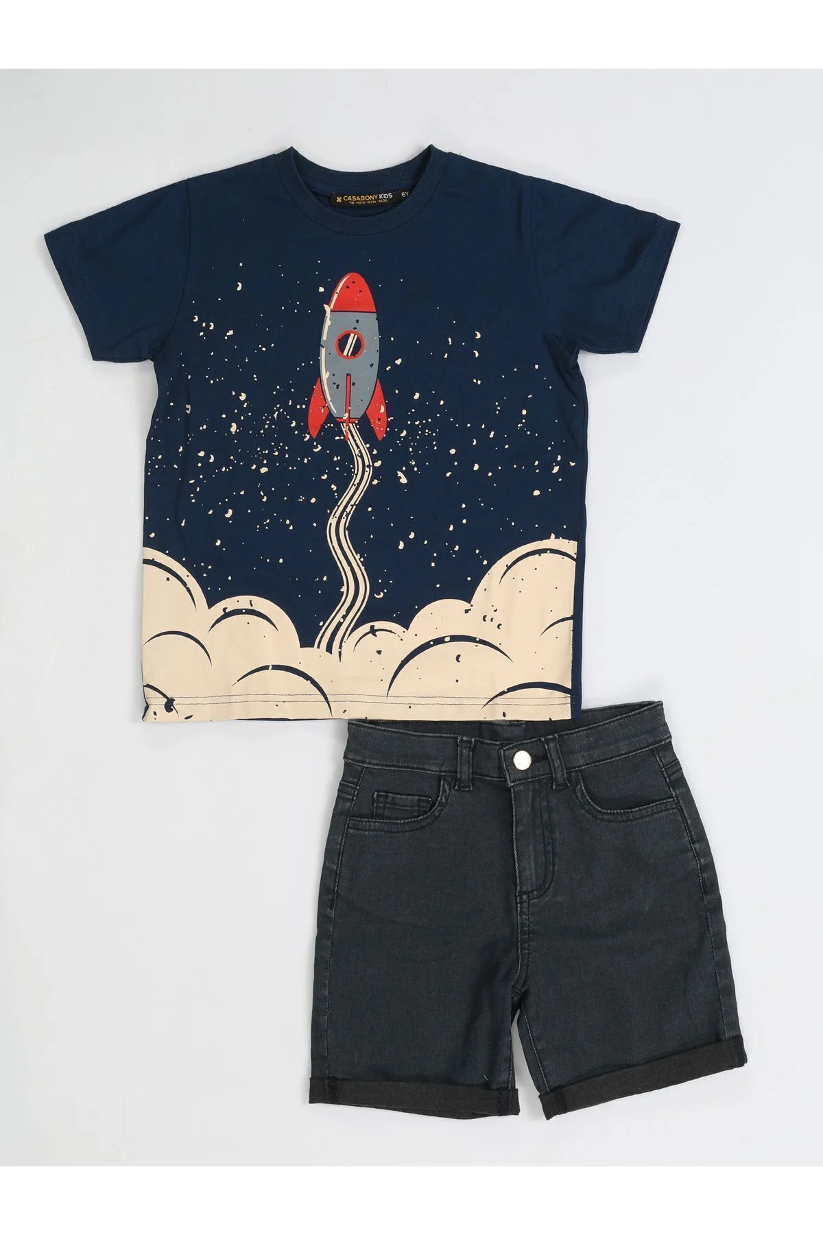Rocket Denim Şort + T-Shirt Takım