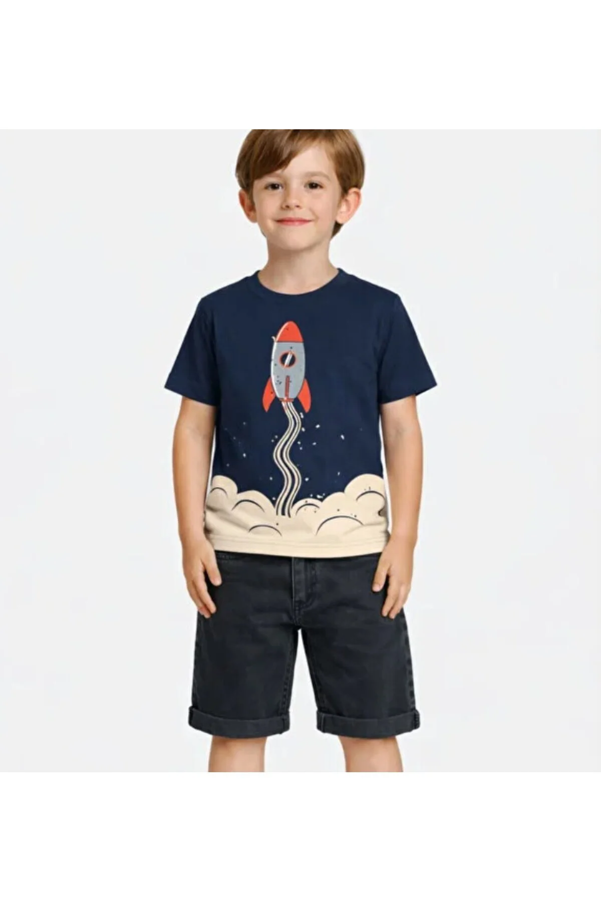 Rocket Denim Şort + T-Shirt Takım