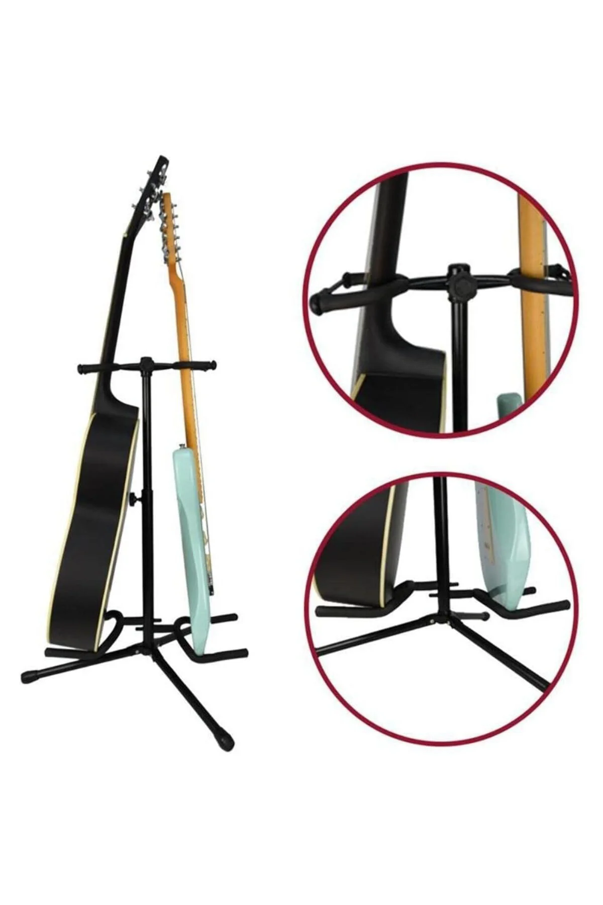 Rocket Music GST02BK çift gitar standı, siyah
