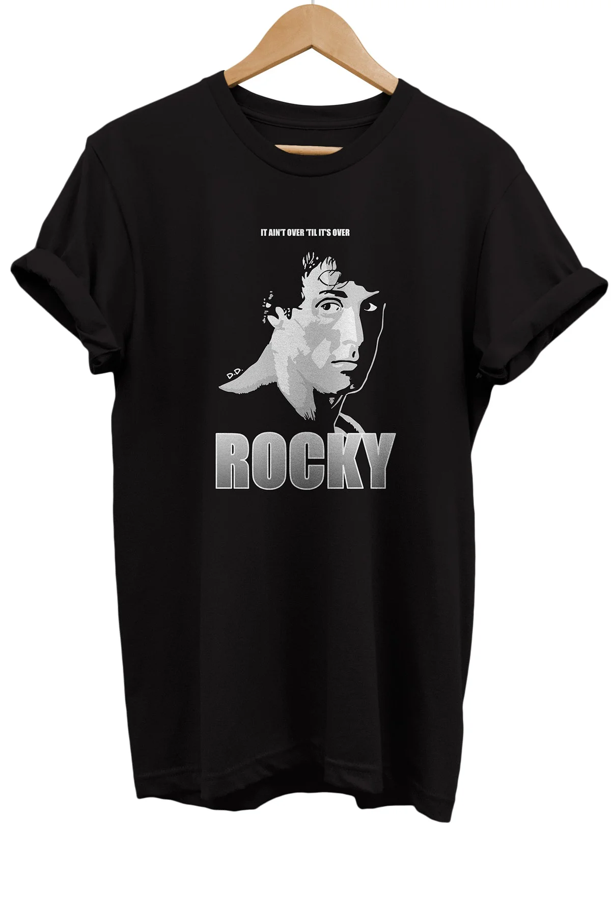 Rocky Balboa Baskılı %100 Pamuk Basic T-shirt Normal Beden Tişört