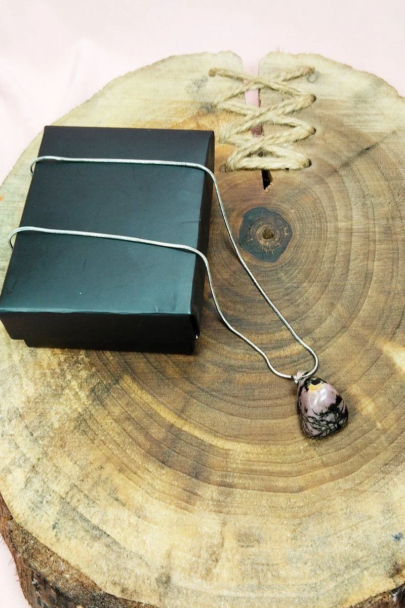 Rodonit Doğal Taşı El Yapımı Zincirli Kolye - 2 cm Uç, 20 cm Zincir, Kutulu Fiyatı, Yorumları ve Özellikleri