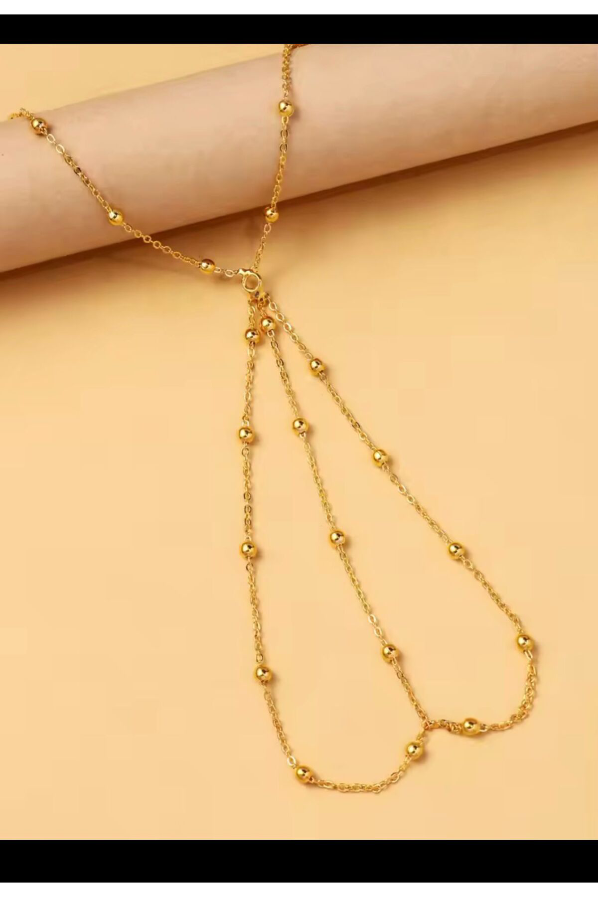 Arescollection Rodyum Kaplama Gold Renk Topçuklu Zarif Şik Şahmeran