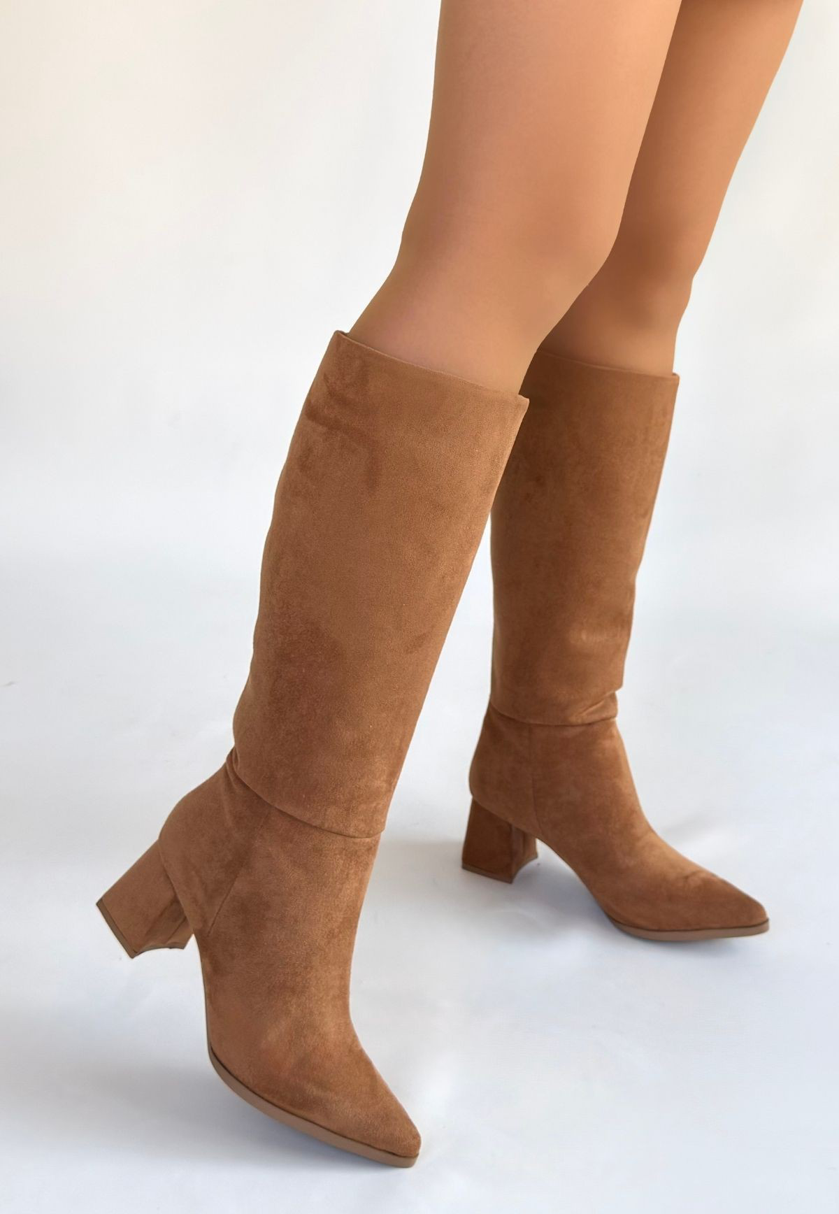 Roksa Taba Süet Topuklu Çizme Roksa Taba Süet Topuklu Çizme