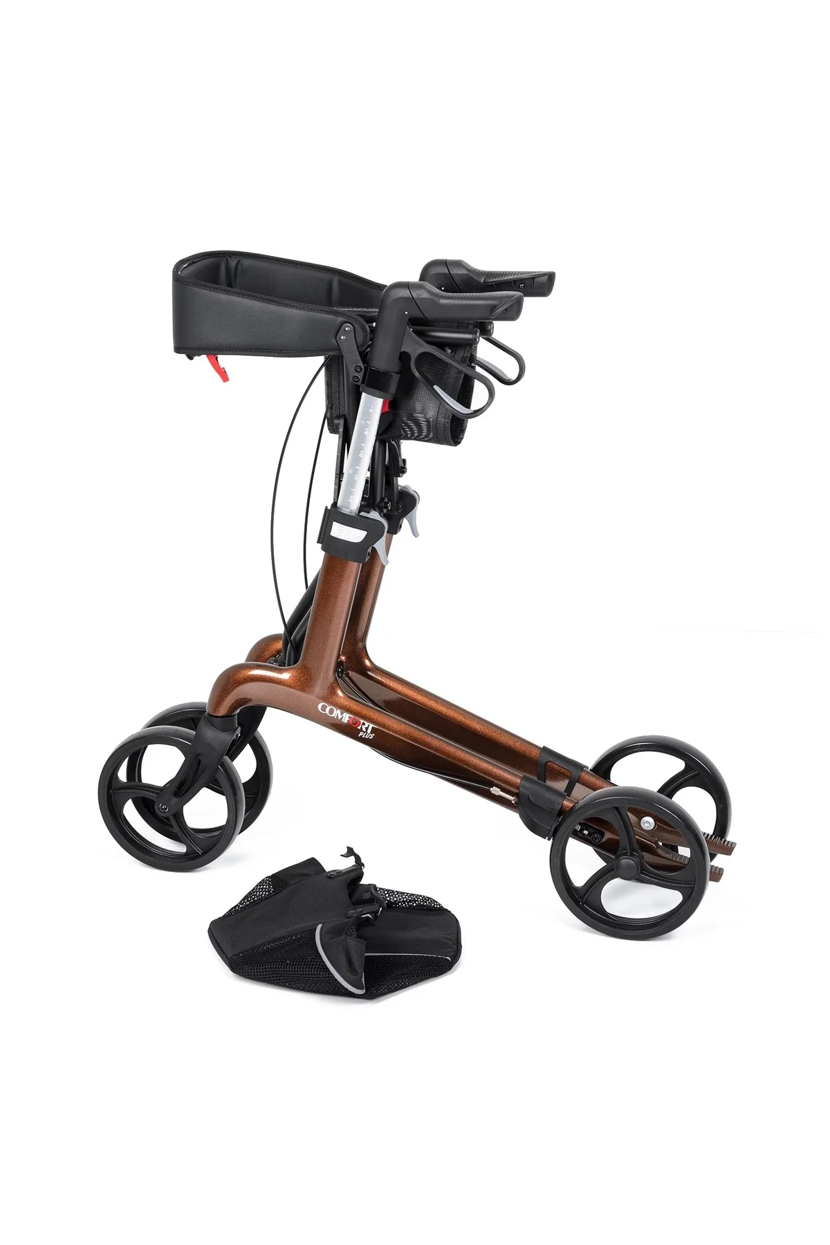 Rolatör Yürüteç Kahverengi | Carbon Fiber Şase, Katlanabilir Oturaklı Sepetli Spirit X4 Rolatör Yürüteç Kahverengi | Carbon Fiber Şase, Katlanabilir Oturaklı Sepetli Spirit X4 - Görsel 4