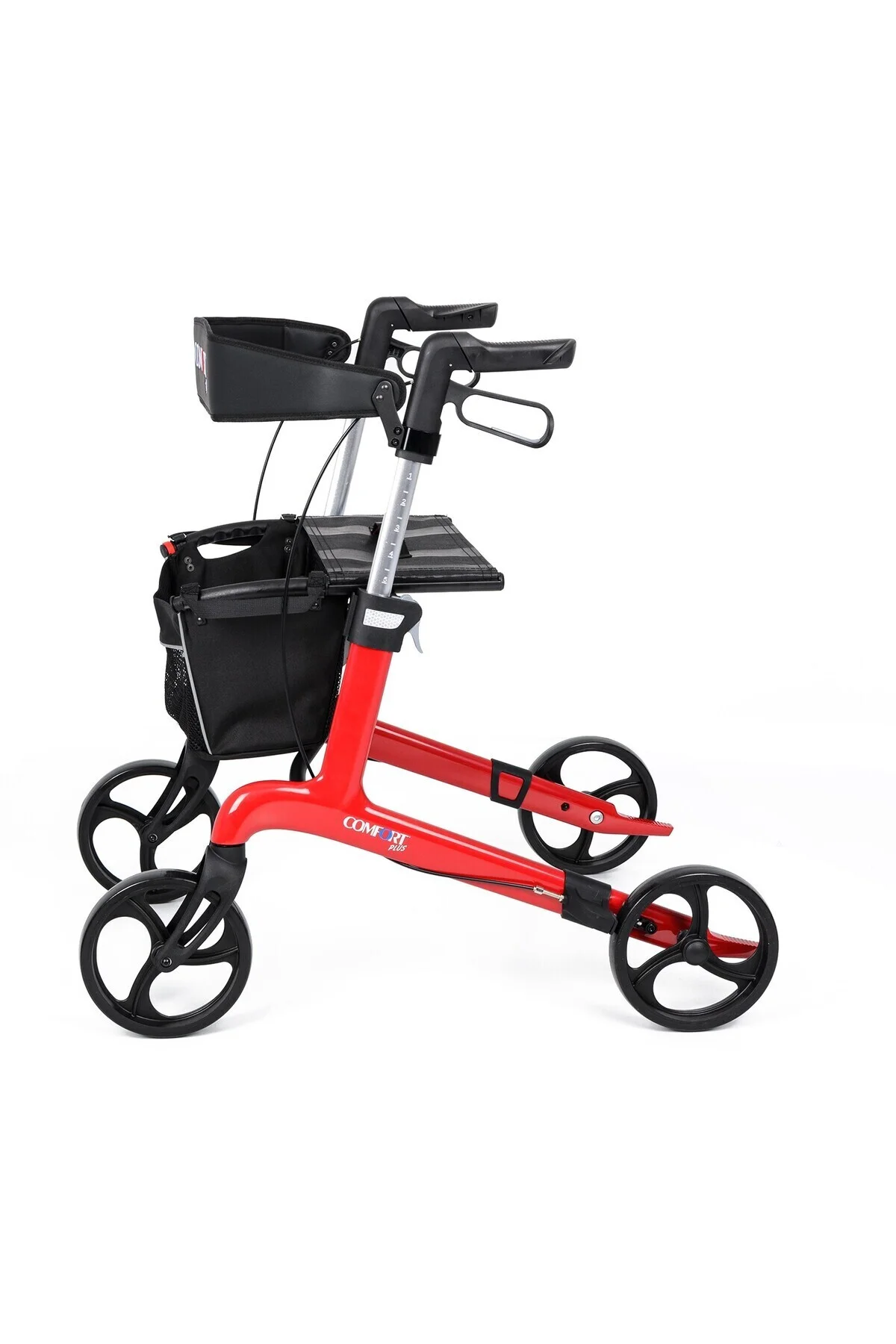Rolatör Yürüteç Kırmızı| Carbon Fiber Şase, Katlanabilir Oturaklı ve Sepetli Spirit-X4 Rolatör Yürüteç Kırmızı| Carbon Fiber Şase, Katlanabilir Oturaklı ve Sepetli Spirit-X4 - Görsel 2
