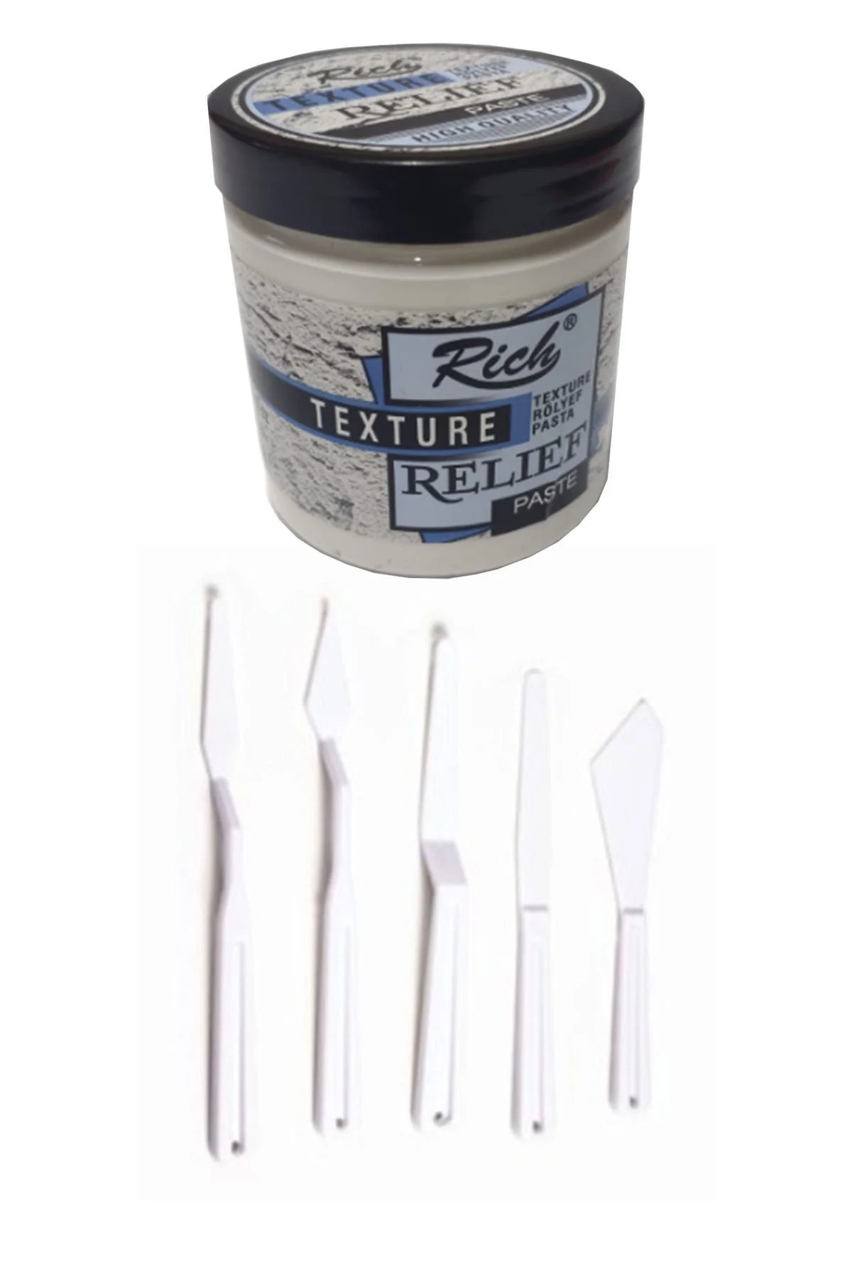 Rölyef Pasta Texture 350 Gr Beyaz Spatula Plastik 5 Li Set Rölyef Pasta Texture 350 Gr Beyaz Spatula Plastik 5 Li Set