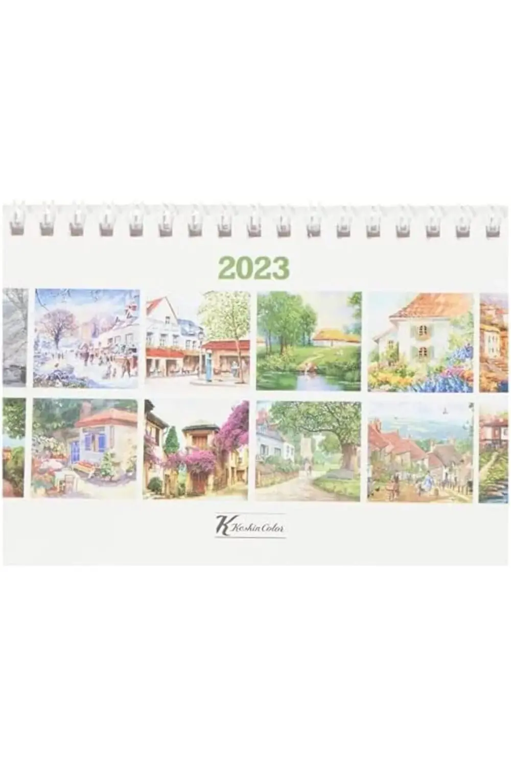 Rom Color 2023 MTK-807 Karton Üçgen Masa Takvim Kasabadan Manzara