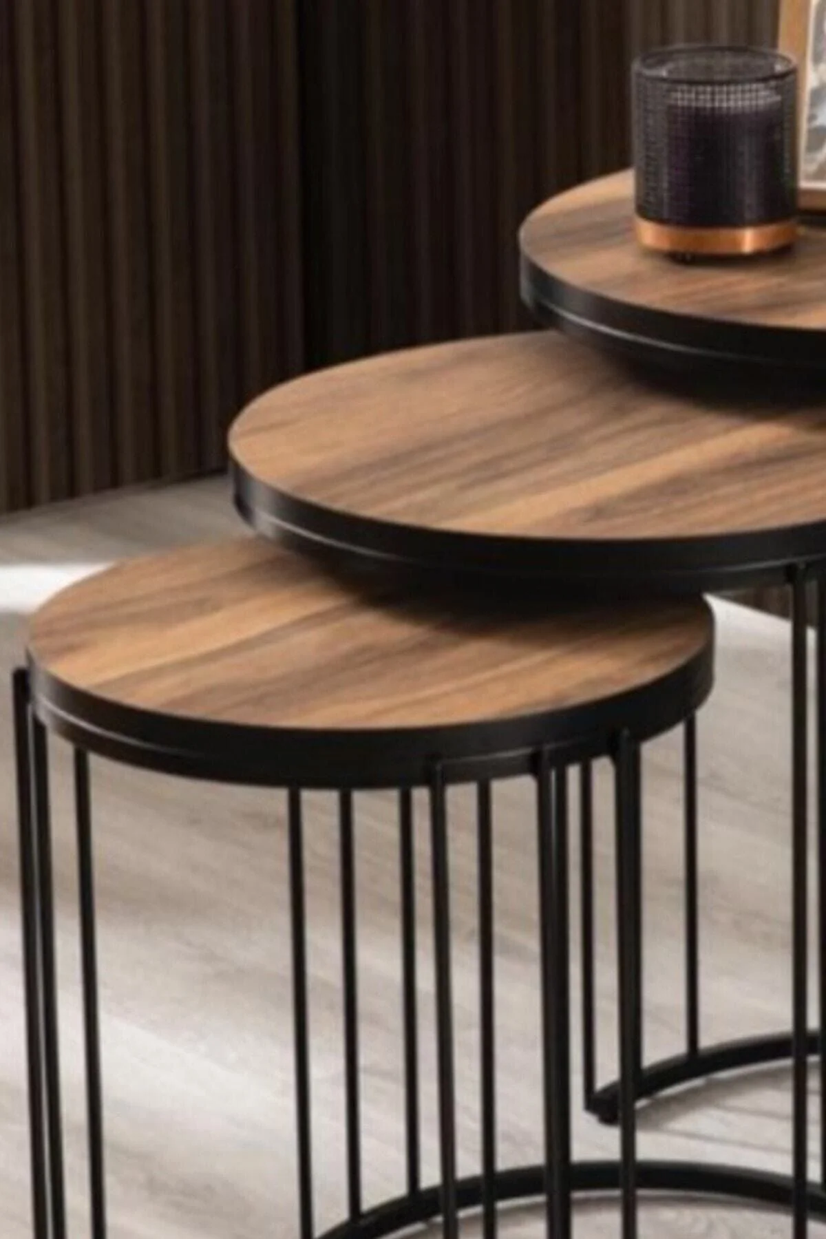 Roma Ceviz Kaplama  Mdf  3^lü Zigon Sehpa