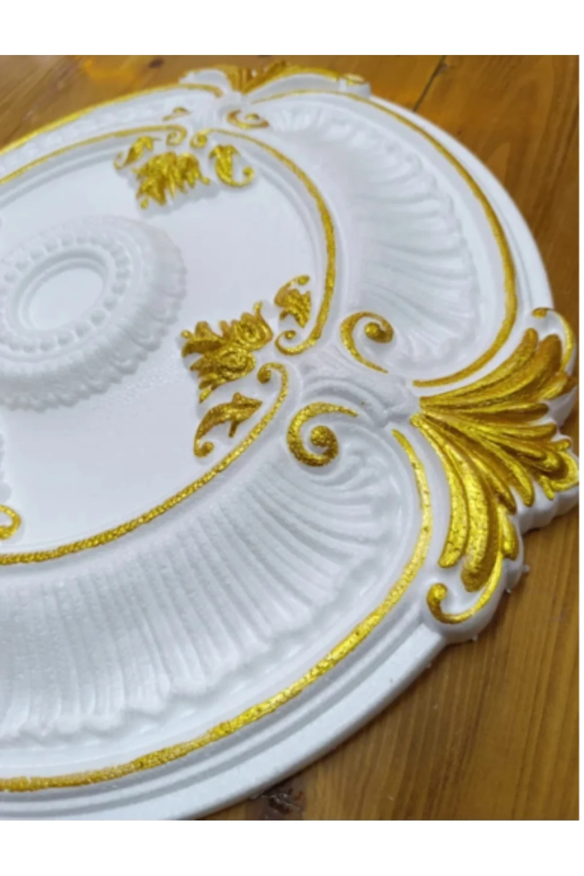 ROMA DESENLİ METALİK BOYALI TAVAN GÖBEĞİ - 50 cm - ALTIN (Gold) R