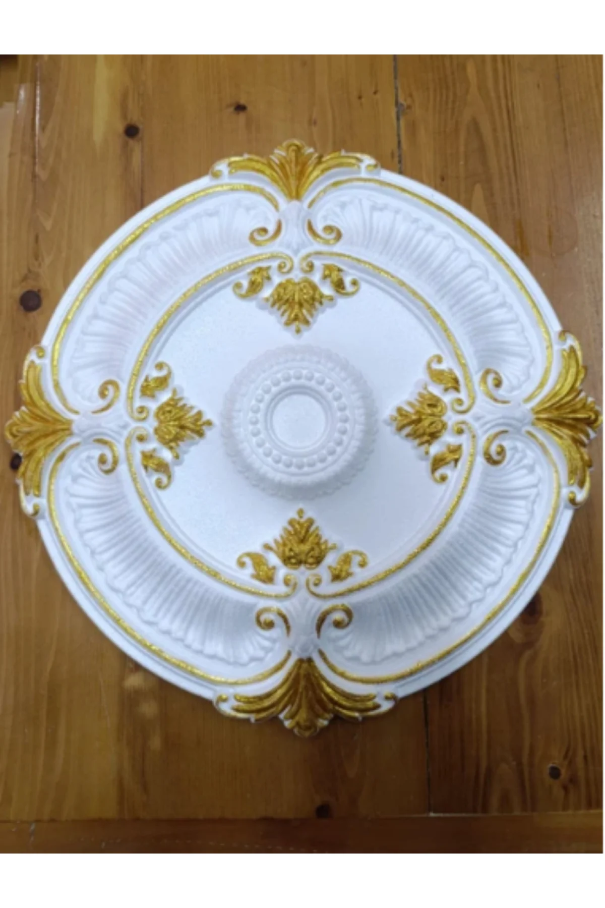 ROMA DESENLİ METALİK BOYALI TAVAN GÖBEĞİ - 50 cm - ALTIN (Gold) R