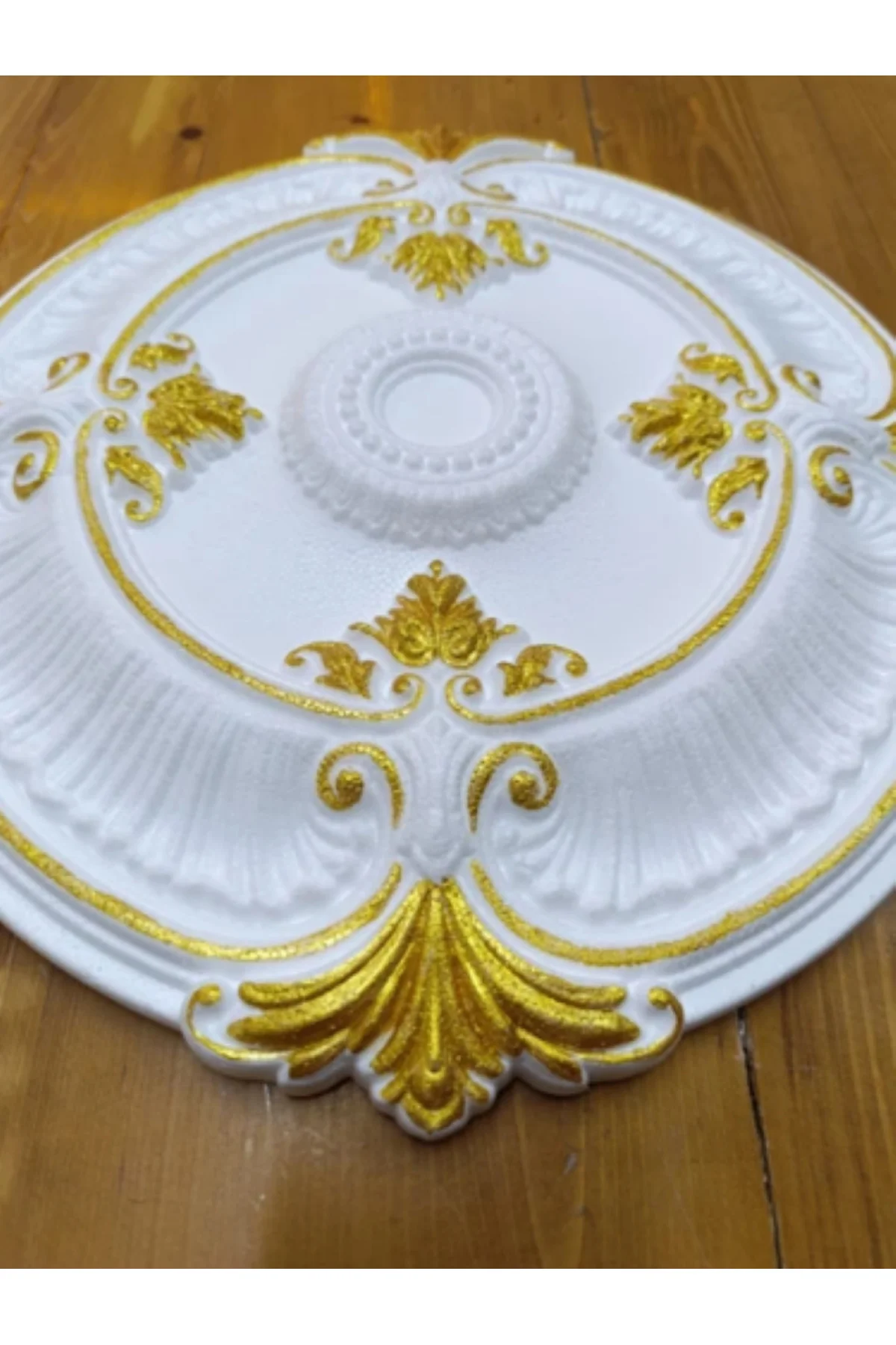 ROMA DESENLİ METALİK BOYALI TAVAN GÖBEĞİ - 50 cm - ALTIN (Gold) R