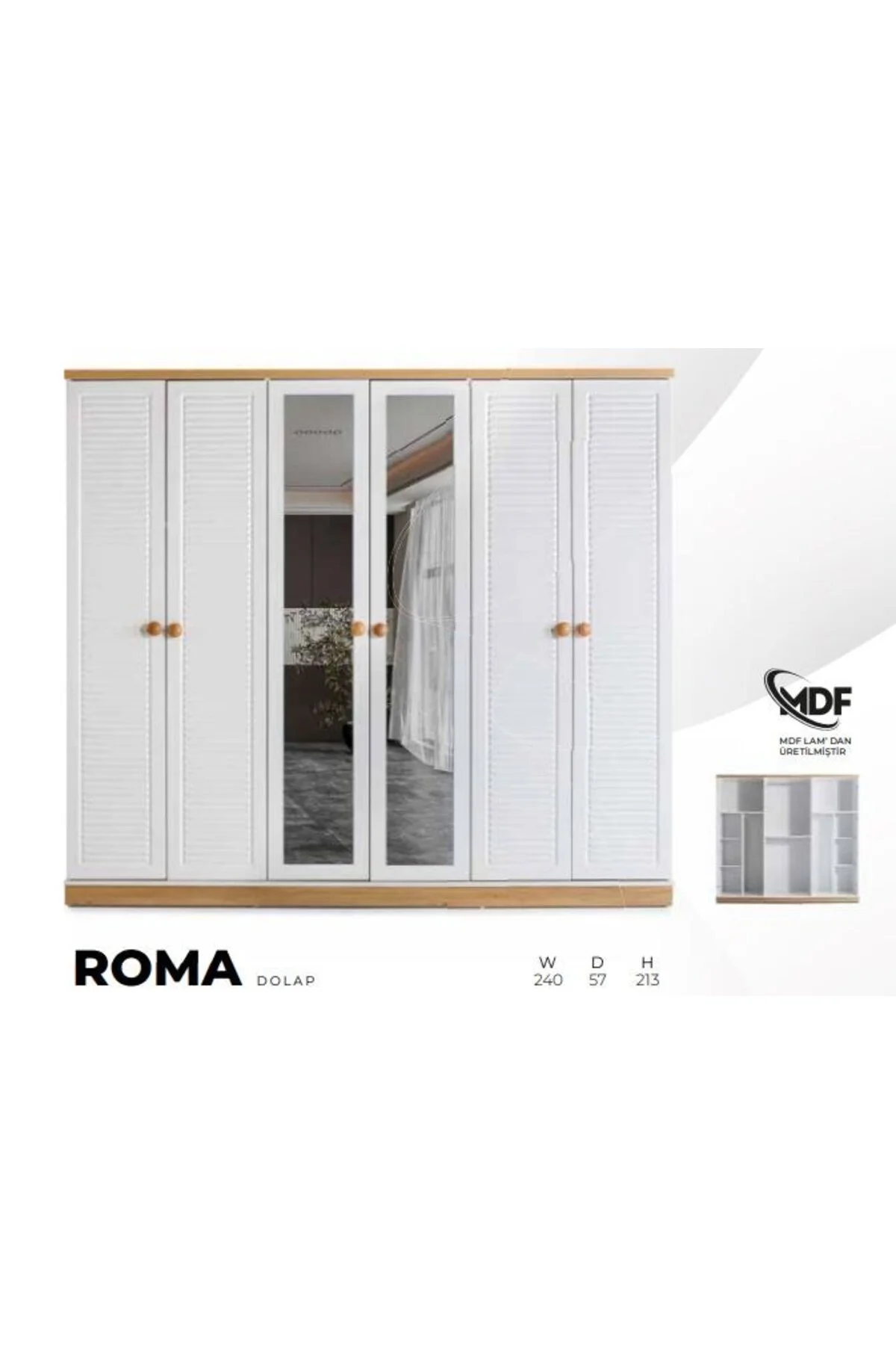 ROMA MDF 6 KAPILI DOLAP Fiyatı, Yorumları ve Özellikleri