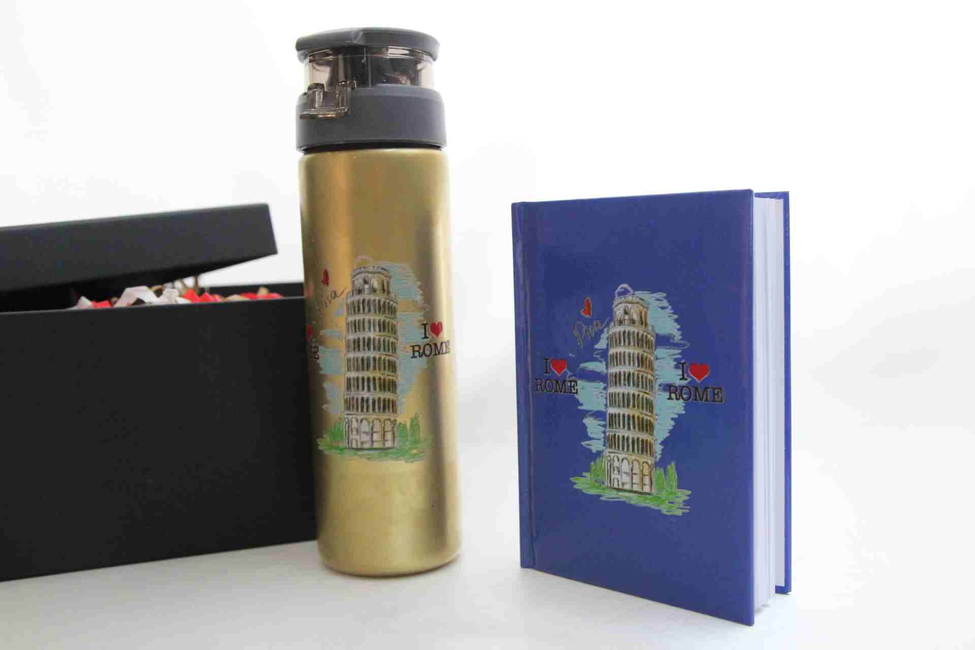 Roma Temalı Hediye Seti - Termos ve Defter Hediye Kutusu