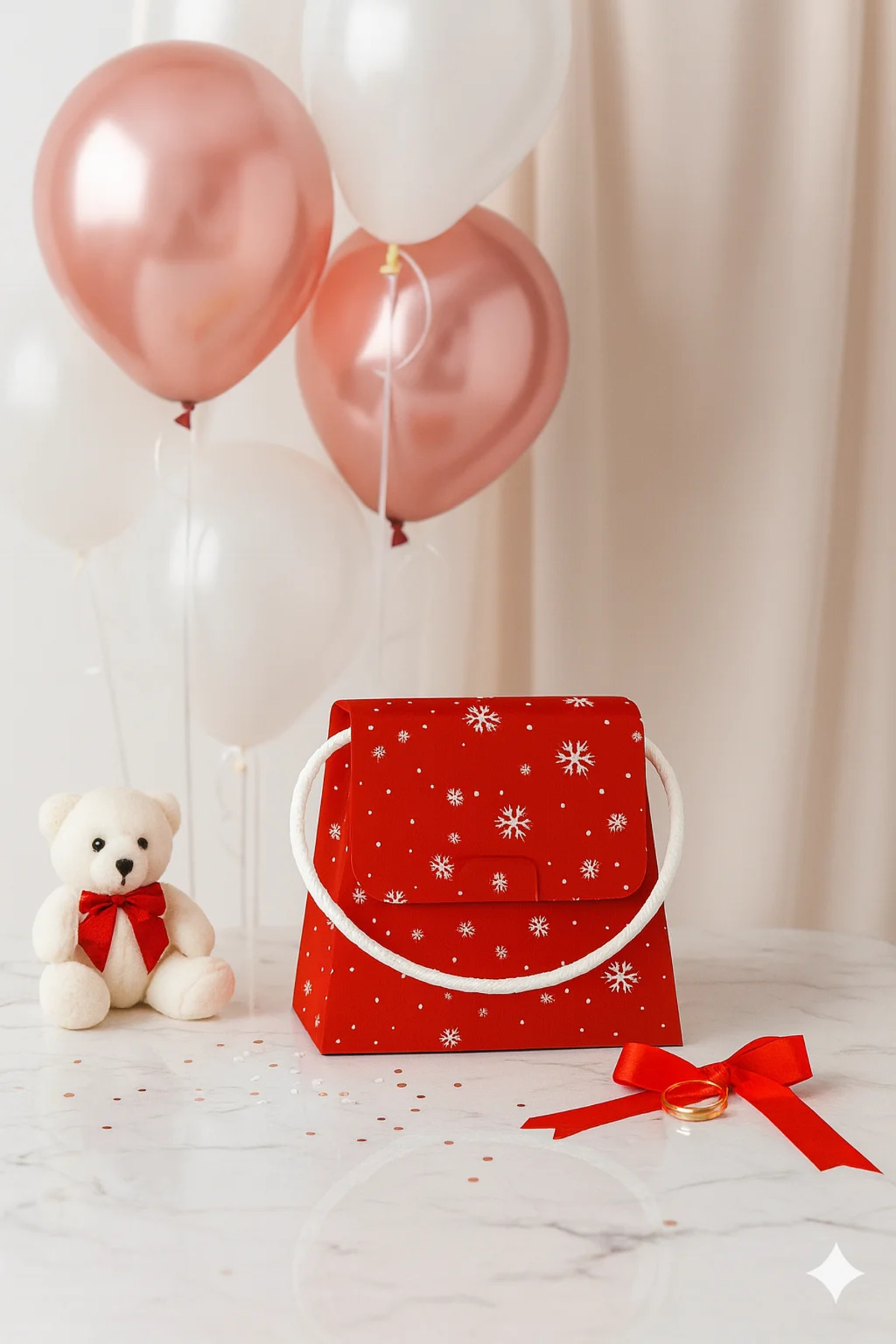 Romantik 2’li Kış Masalı Hediyelik Karton Çanta–Sevgililer Günü, 