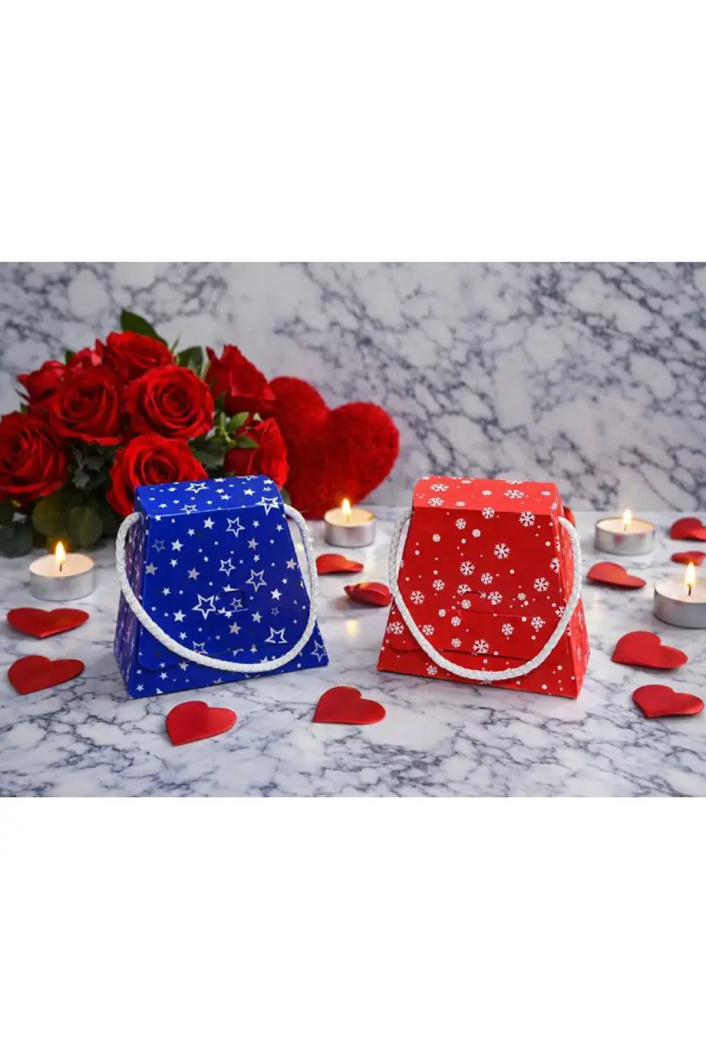 Romantik 2’li Kış Masalı Hediyelik Karton Çanta–Sevgililer Günü,