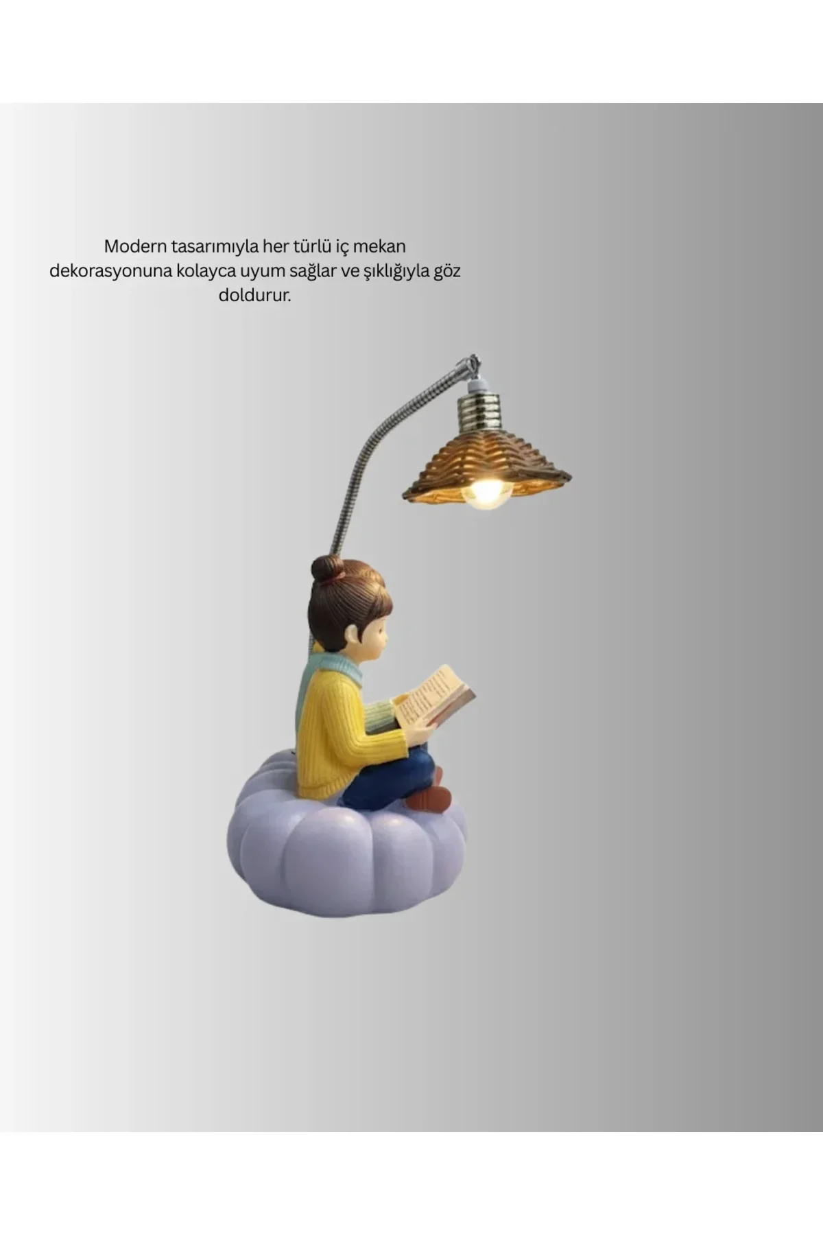 Romantik Çift Figürlü Okuyan Çift Masa Lambası Dekoratif LED Aydınlatma