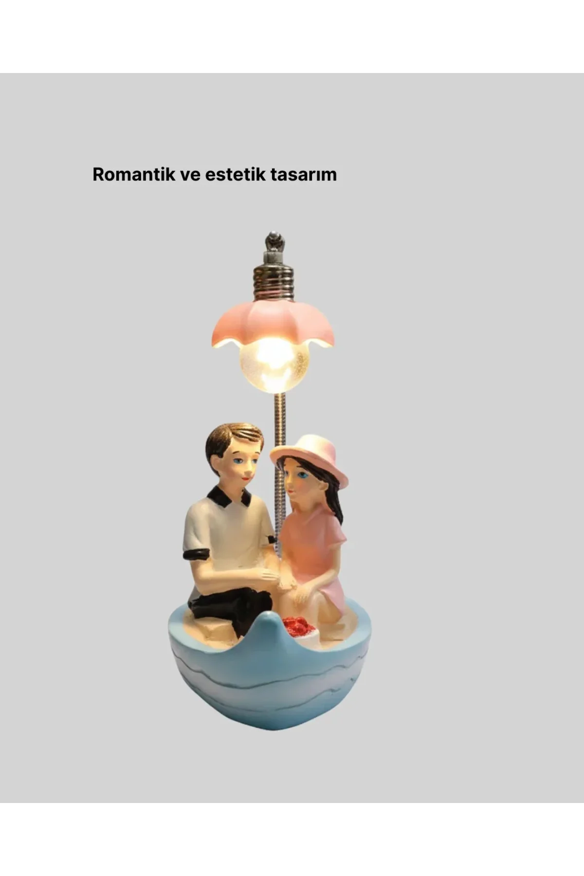 Romantik Çift Figürlü Gece Lambası Sandal Model Sevgiliye Özel Hediye