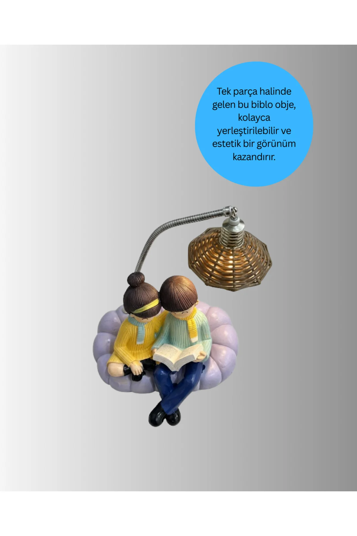 Romantik Çift Figürlü Okuyan Çift Masa Lambası Dekoratif LED Aydınlatma