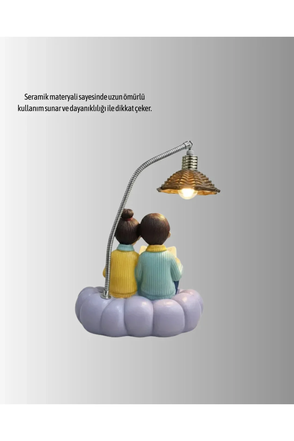 Romantik Çift Figürlü Okuyan Çift Masa Lambası Dekoratif LED Aydınlatma