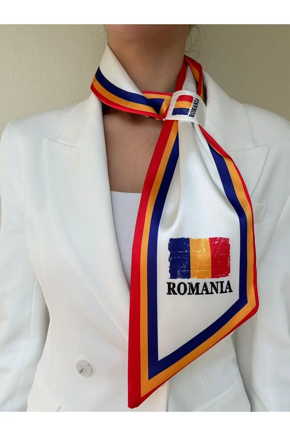 Romanya Bayraklı Kravat Eşarp