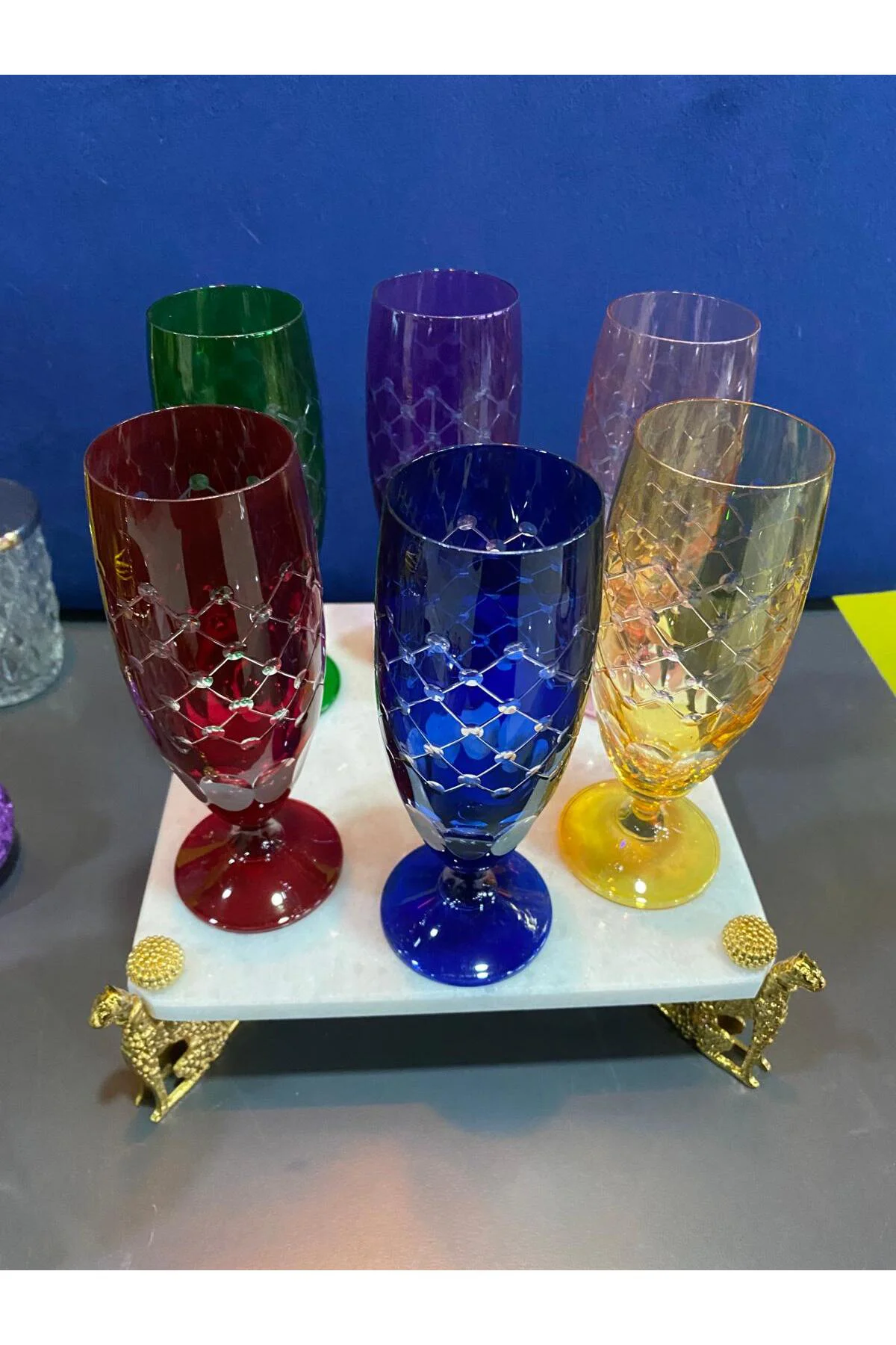Rona Fülüt Kristal Kesme Ayaklı Kahve Yanı Bardağı