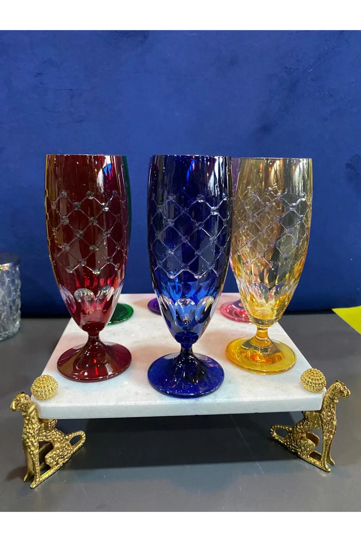 Rona Fülüt Kristal Kesme Ayaklı Kahve Yanı Bardağı