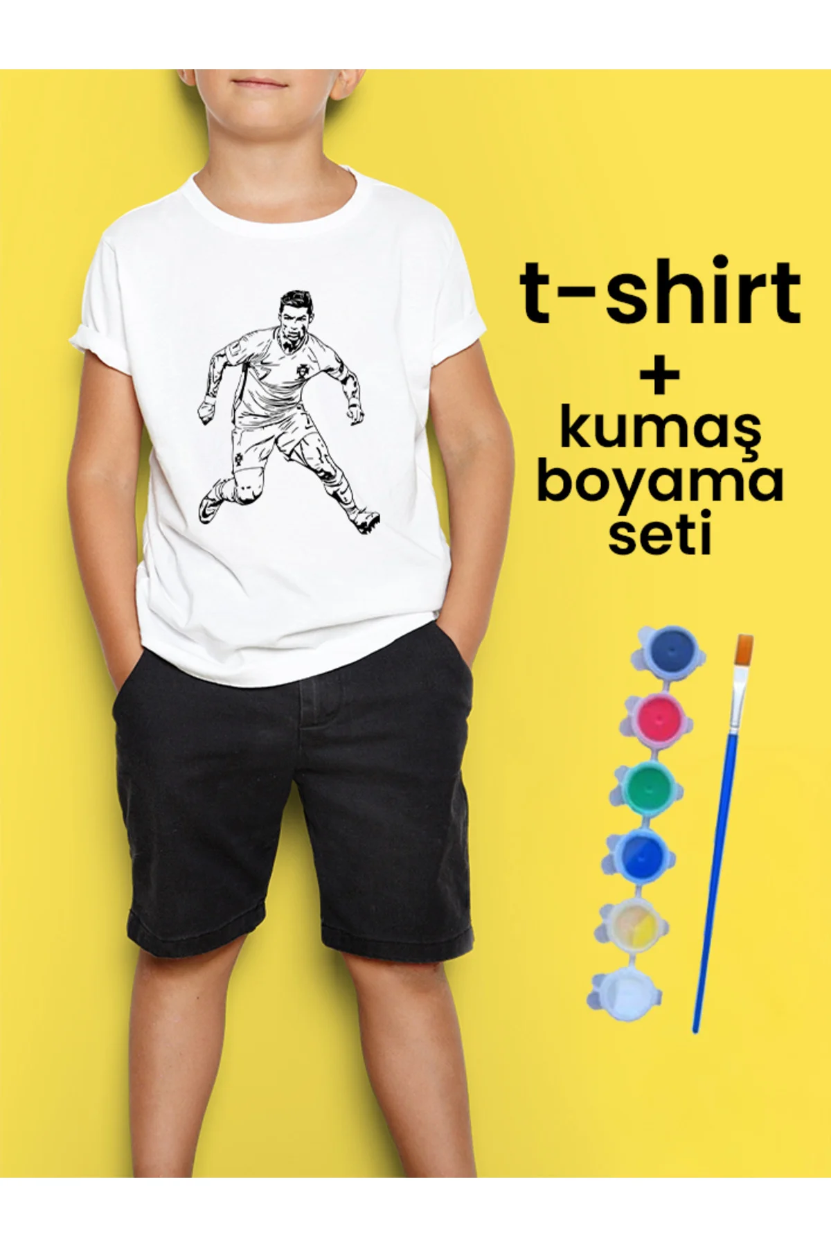 Ronaldo Tişört Boyama Seti – Çocuk Full Set Fırçalı, Kreatif Elbise Tasarım Oyunu, 3+ Yaş
