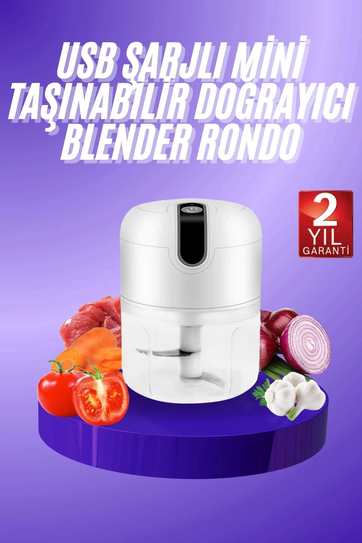 Rondo Doğrayıcı 250 ML Taşınabilir USB Şarjlı Pratik El Rondo Ble
