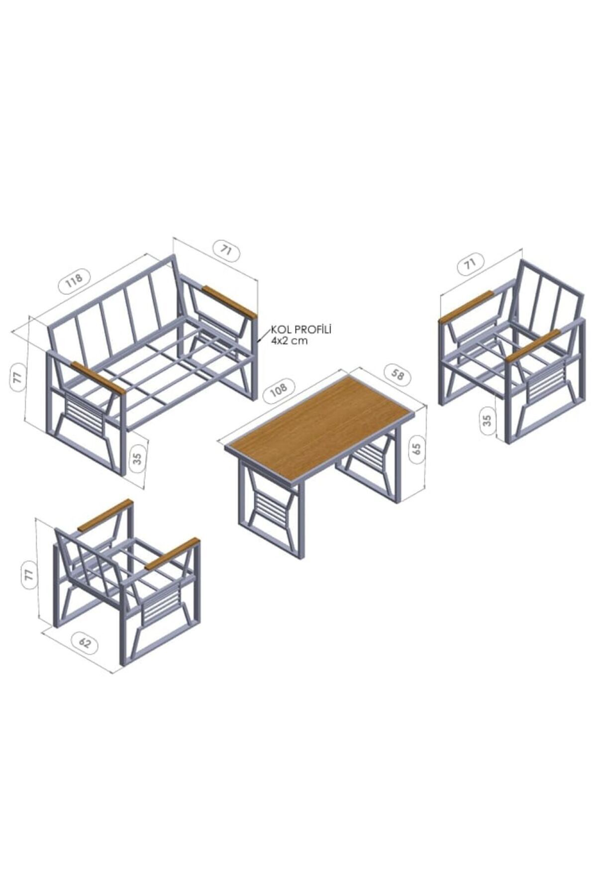 Rosa 211 Masalı Açık Gri Dış Mekân Koltuk Takımı – Modern Bahçe &