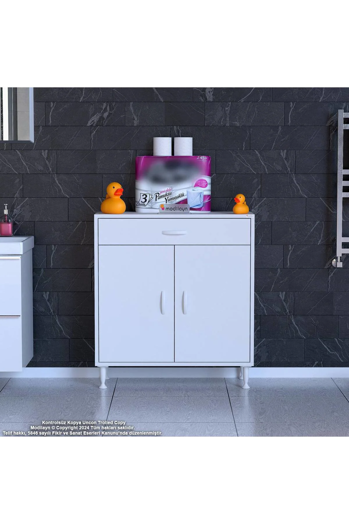 Rose 85 cm Beyaz 1 Çekmeceli Banyo Mutfak Dolabı 4 Bölmeli 3 Rafl Rose 85 cm Beyaz 1 Çekmeceli Banyo Mutfak Dolabı 4 Bölmeli 3 Rafl