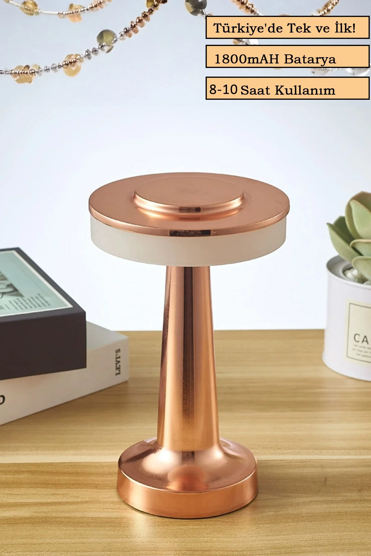 Rose Gold Dokunmatik Şarjlı Masa Lambası Dim Edilebilir Dekoratif Kablosuz Abajur Fiyatı, Yorumları ve Özellikleri