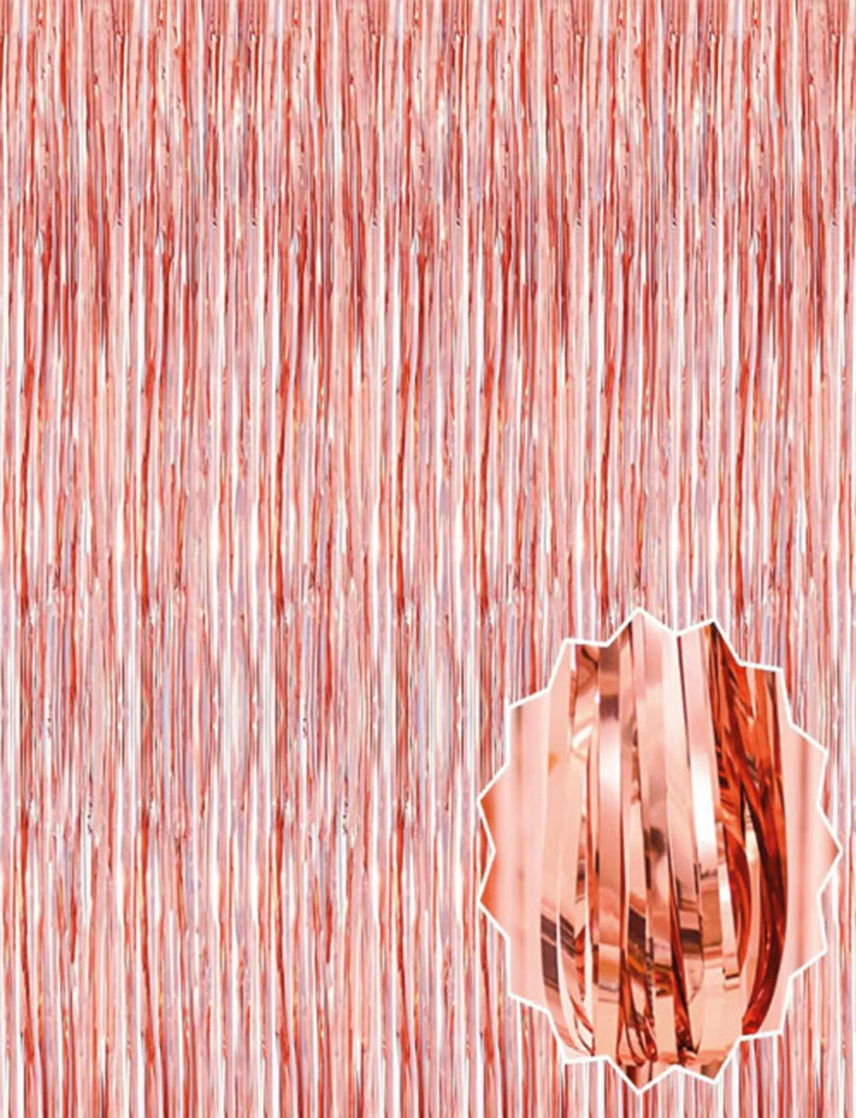 Rose Gold Püsküllü Kapı Perdesi - Kendinden Yapışkanlı Süsleme Perdesi | Parti & Doğum Günü