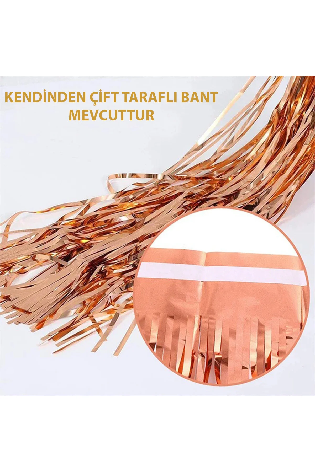 Rose Gold Püsküllü Kapı Perdesi