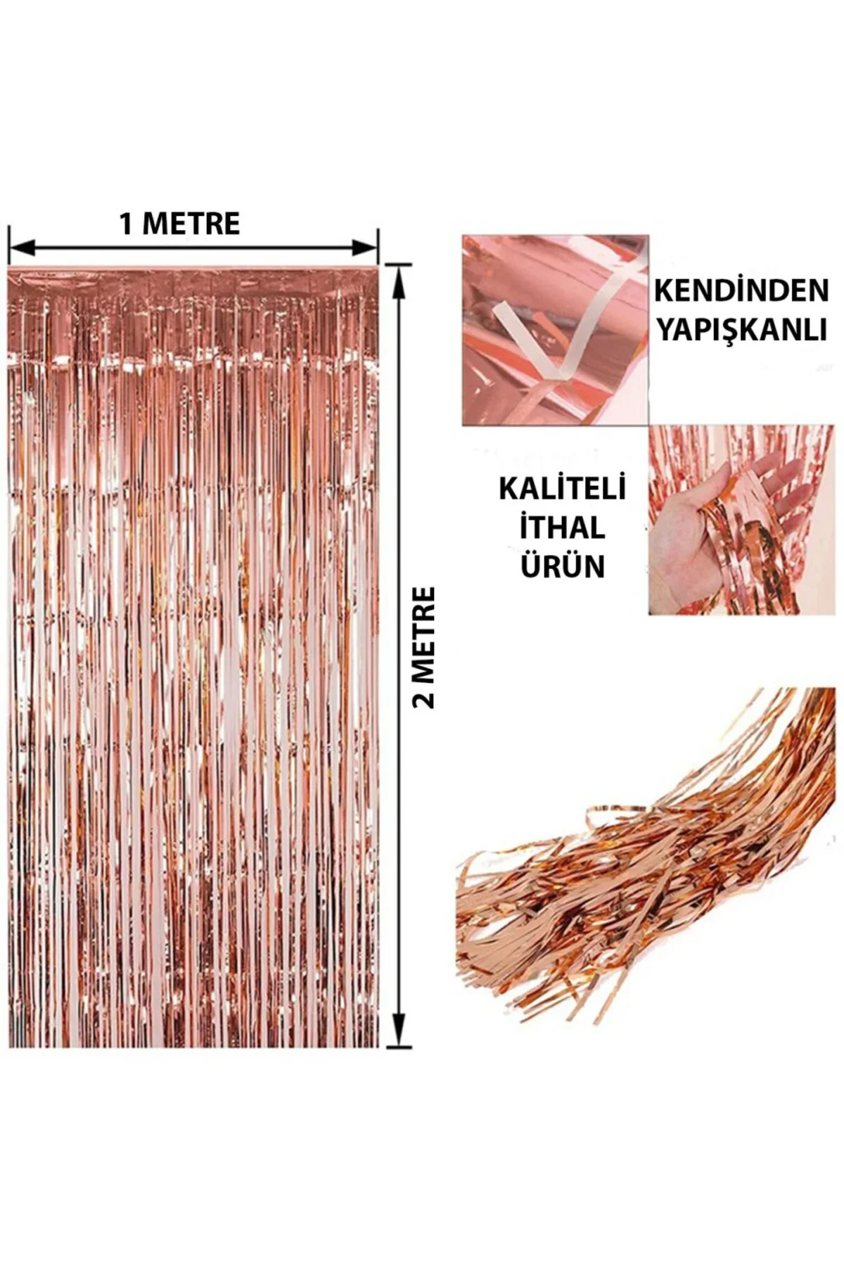 Rose Gold Püsküllü Kapı Perdesi - Parti, Bekarlığa Veda, Doğum Gü