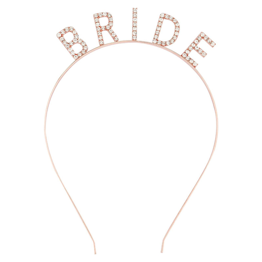 Rose Gold Renk Bekarlığa Veda Kristal Taş Bride Tacı İthal 16x10