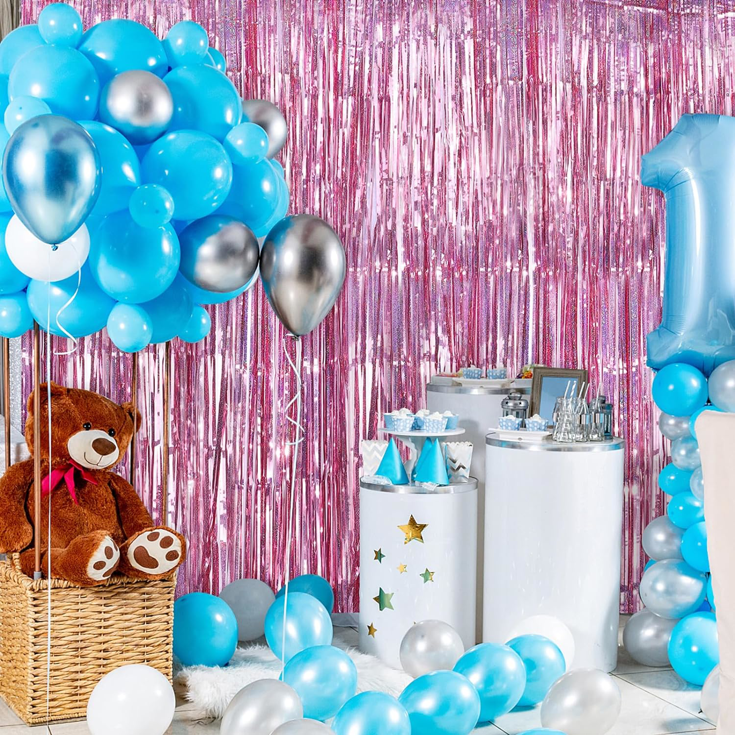 Rose Gold Renk Ekstra Metalize Parlak Saçaklı Arka Fon Perde İtha