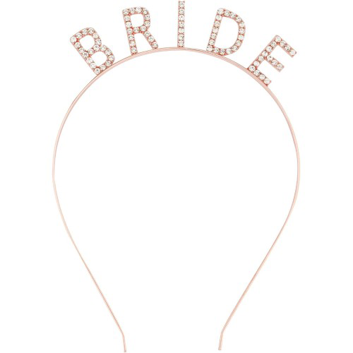 Rose Gold Renk Bekarlığa Veda Kristal Taş Bride Tacı İthal 16x10 